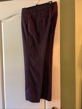 Banana Republic Avery Trouser - Navy with Red Micro Dot Print- NWOT